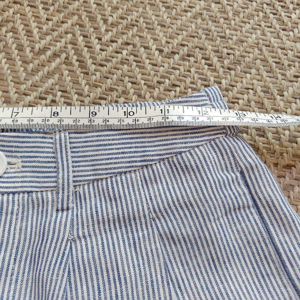 Náti Pinstripe Blue And White Seersucker 100% Linen Shorts Size Small - Picture 7 of 14